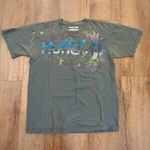 Y2K Hurley Men Large Shirt Skater Surf Ocean Spellout Logo Cyber Grunge Colorful